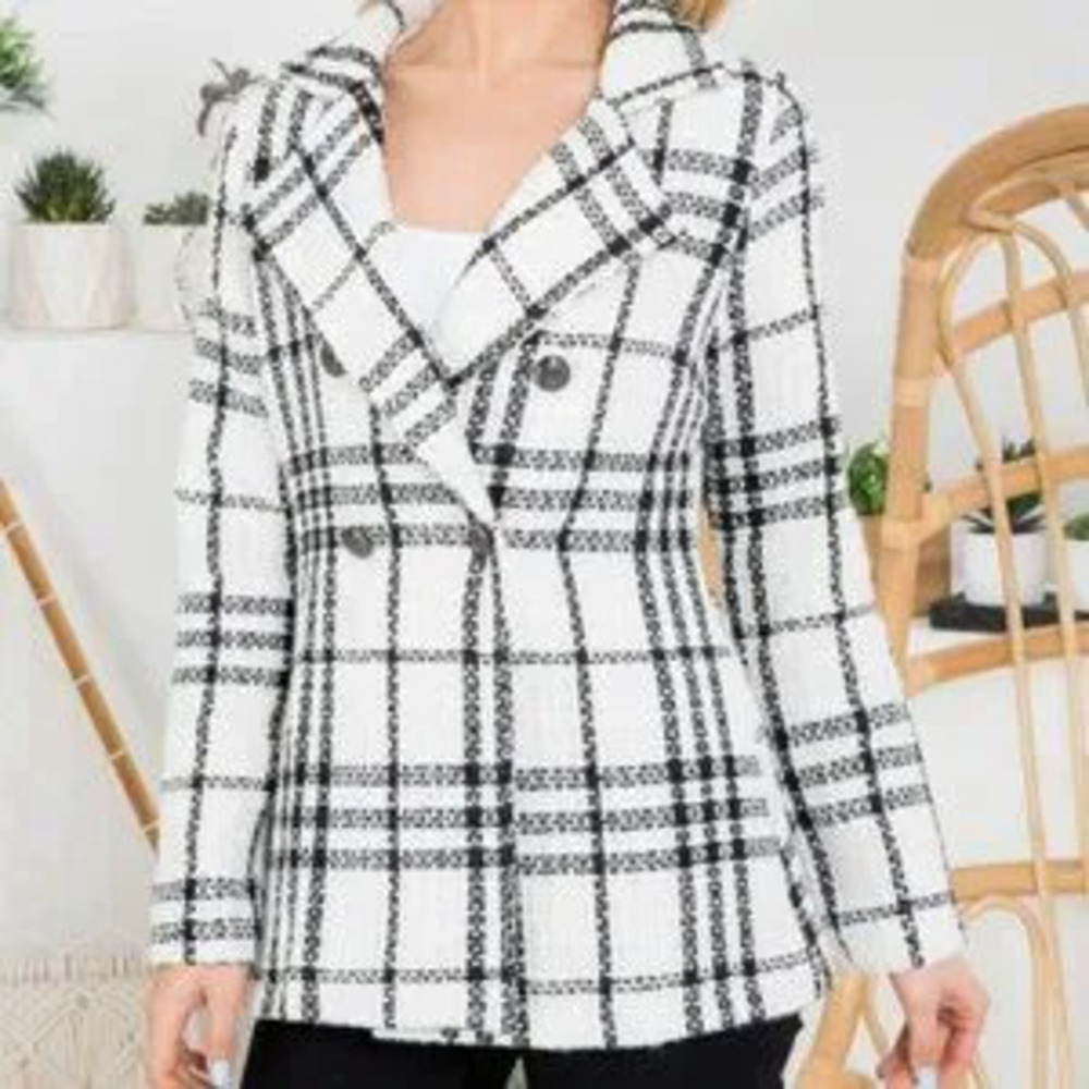 ZARA PLAID BLAZER BUTTON FRONT